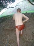 Climbing a hill in a loin cloth