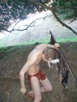 Falling down with a spear