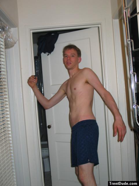 Blue Umbro shorts - shirtless