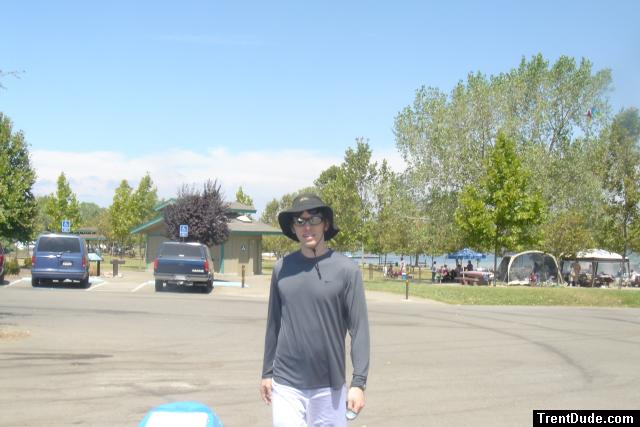 Trent wearing Quiksilver Full safari hat, Ray-ban sun glasses, Nike exercise shirt, Dodger water pants.  This outfit is forsale!