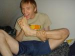 feet - MMM, this big toe tastes good .