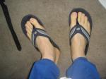 Trent's Feet in Reef slippers