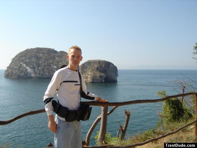 Trent at Parque nacional marino Arcos de Vallarta, Mexico.  Wearing camera belt