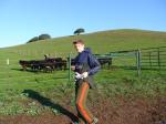 cow talker in football windbreaker, addidas sweat pants