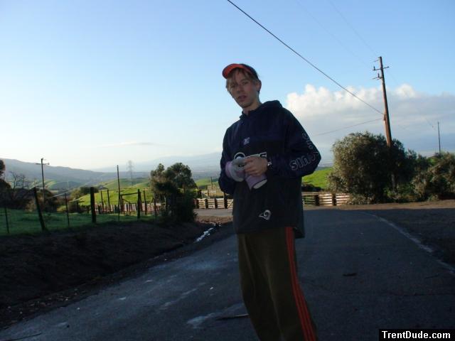 Standing in the middle of a road?