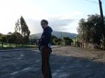 farm person in Rams windbreaker, Addias sweat pants