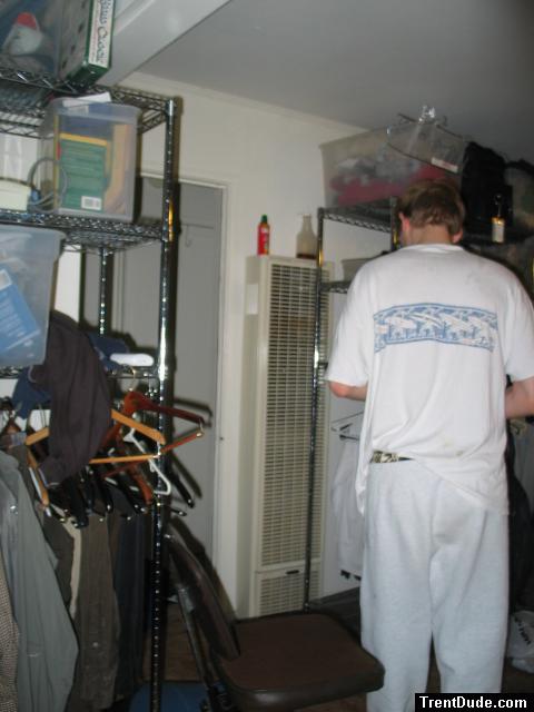 Sweat pants , white t-shirt (butt)