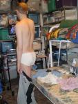 Sweat pants and hanes tightey whitey (butt!)