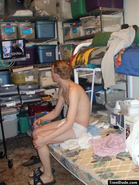 Watching tv in Hanes undrwear