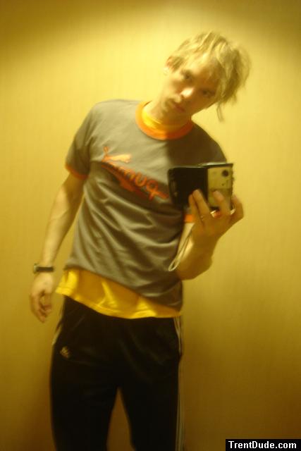 Puma t-shirt, addias pants(in a dressing room)
