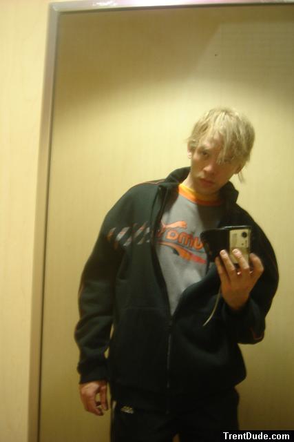 Puma t-shirt, addias pants, puma hoodie (in a dressing room)!! (best)