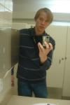 Bathroom at school, quiksilver long sleve shirt, quiksilver jeans