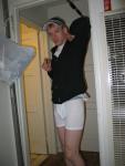 Hanes boxer brief and black sweat shirt