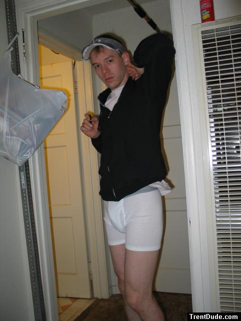 Hanes boxer brief and black sweat shirt