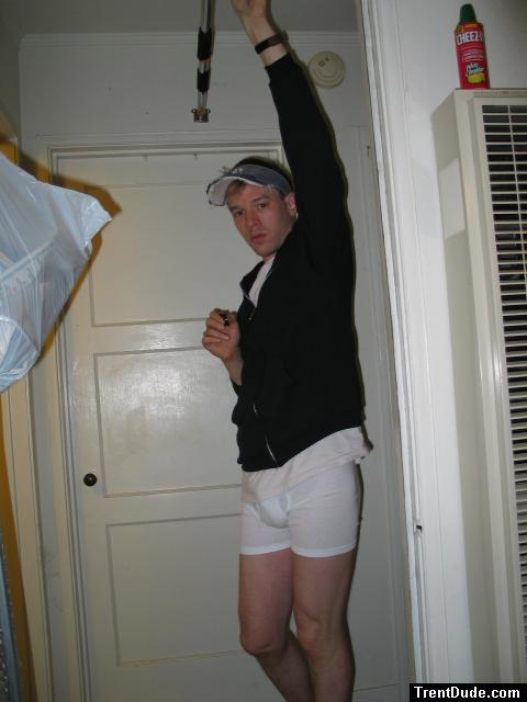 Hanes boxer brief and black sweat shirt