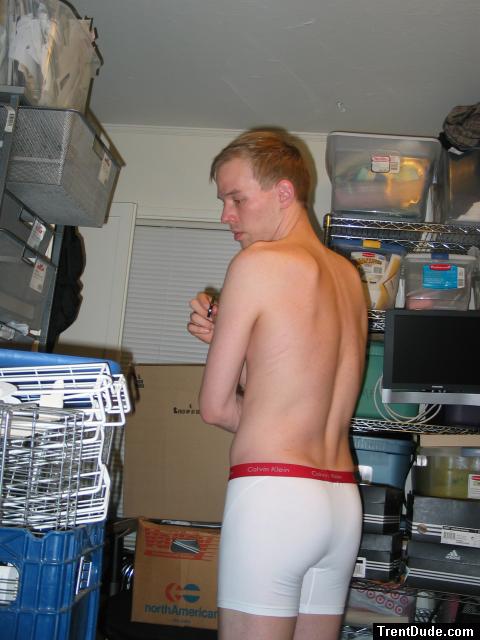 Calvin Klein white boxer briefs (butt)