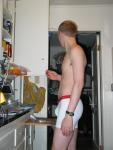 Calvin Klein white boxer briefs in the kitchen - favorite pair of Trent's, for sale