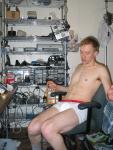 Looking at Calvin Klein white boxer briefs