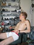 swimmer Relaxing in Calvin Klein white boxer briefs - adjusting waste band!