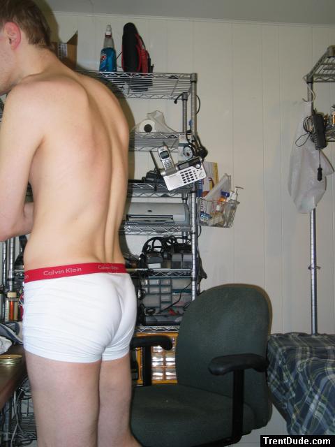 Calvin Klein white boxer briefs (butt)