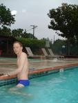 Blue Nike speedo at the pool