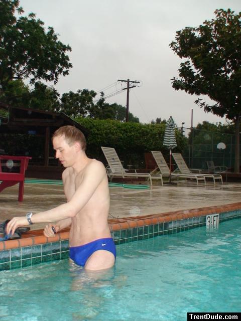 In the pool - Blue Nike speedos (for sale) (bulge)