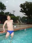 Jumping in, blue Nike speedo (bulge)