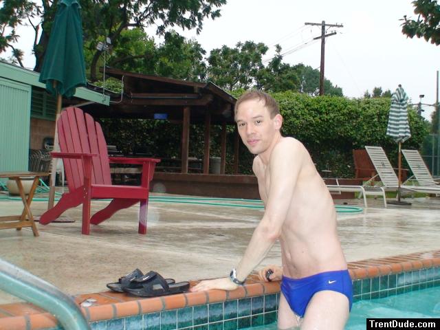 water dripping off a Blue Nike speedo (best)
