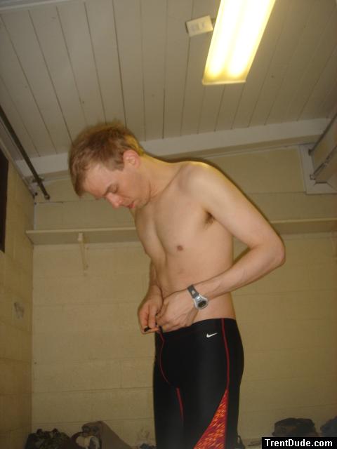 Trying on Nike Jammer with red stripes!