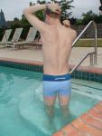 Putting on goggles  (Calvin Kelin Swim Boxer - Lagoon/Marina - from Macys.com) (Best!) (butt)