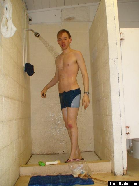 washing off the swim boxer after a workout