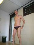 Posing in the locker room - Ami Sanzuri Chocolate Low-Cut Swimsuit from InternationalJock.com