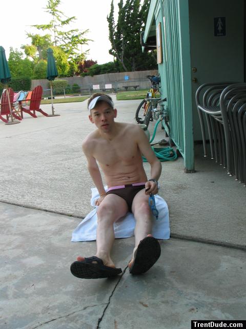 Maybe someone will notice his new swim suit if he lays here on a towel