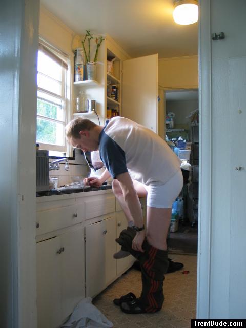 Trying to cool down a bit in the kitchen