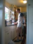 Making a smoothie in Calvin boxer briefs