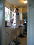 About to take of his t-shirt
