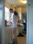 in the kitchen  wearing Calvin Klein boxer briefs (pouch)! (best)