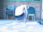Showing his feet in a Calvin Kelin swim boxer (black/dolphin) from Macys.com