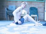Sitting on a towel