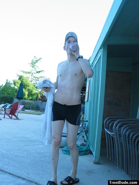 Drinking his exercise smoothie