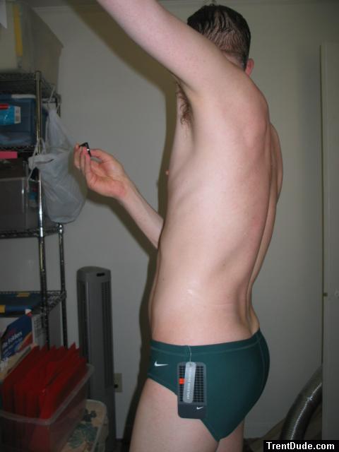 Testing out a new Nike green swim brief (armpit)