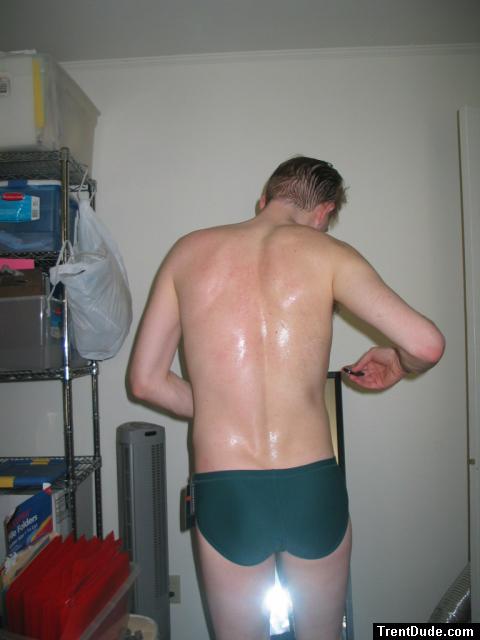 Testing out a new Nike green swim brief (armpit)