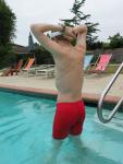 More stretches in a Dolphin swim jammer (rear)