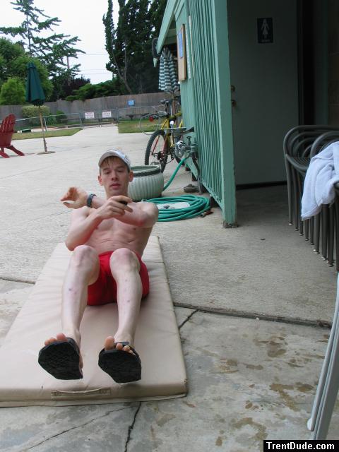 Doing sit-ups in the Dolphin jammer (toes)