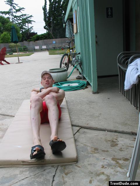 Doing sit-ups in the Dolphin jammer (toes)