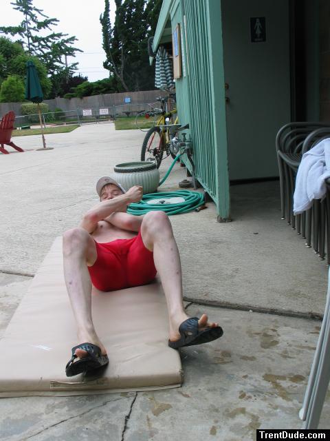 Doing sit-ups in the Dolphin jammer (toes)