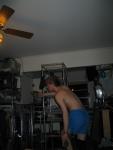 back and blue shorts