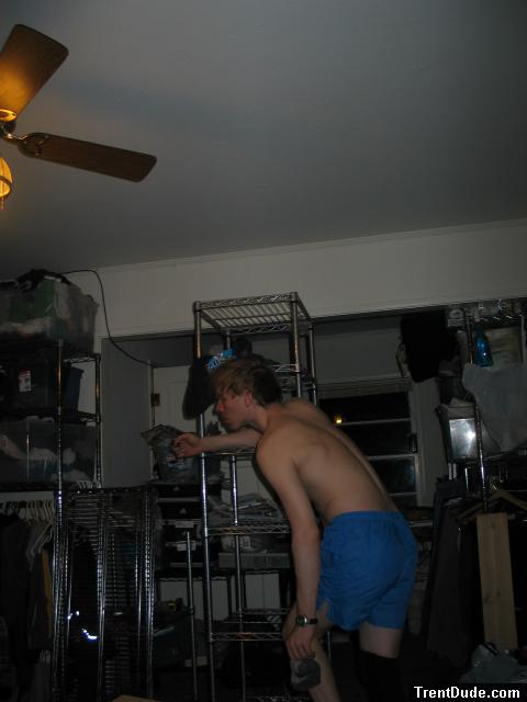 back and blue shorts