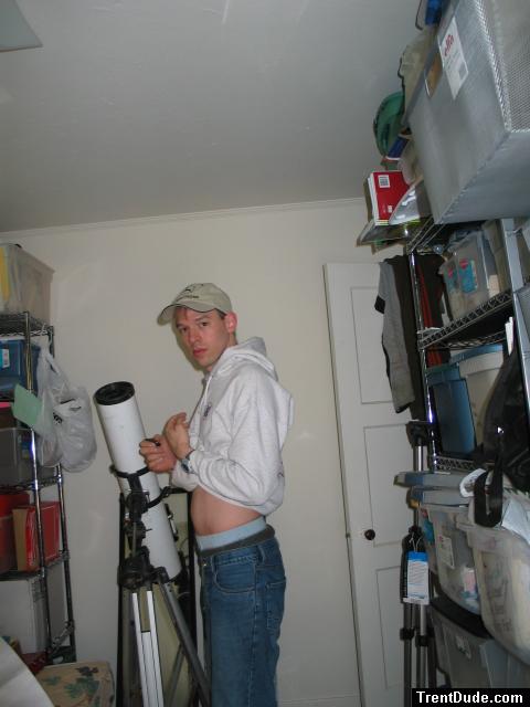He needs that telescope to see his body parts
