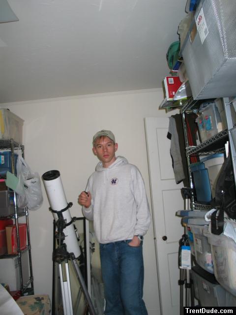 Who does he spy on with that telescope?